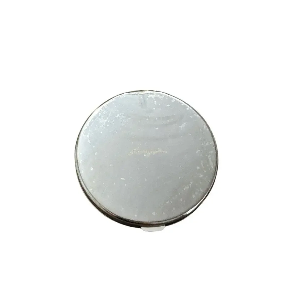 KENNETH JAY LANE KJL CRYSTAL FLOWER PEARL COMPACT MIRROR SILVER TONE W BOX